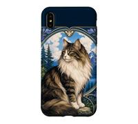 Carcasa para iPhone XS MAX Majestic Gato de Pelo Largo Art Nouveau Mountain