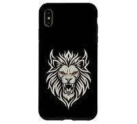 Carcasa para iPhone XS MAX Majestic Lion Tribal Design Poderosa Cabeza de León Ojos Rojos