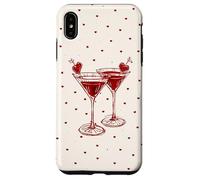 Carcasa para iPhone XS MAX Martini Glass Pink Olive Bartender and Hearts Cóctel Beige