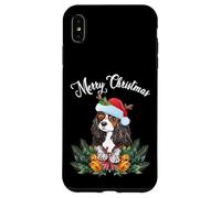 Carcasa para iPhone XS MAX Mens Womens Kids Merry Christmas Santa Cavalier Dog Mom