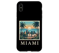 Carcasa para iPhone XS MAX Miami, Florida, costero, Ciudad, Horizonte, Retro, Puesta de Sol, Playa, Palmera