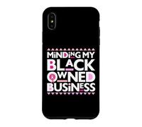 Carcasa para iPhone XS MAX Minding My Own Black Business Apoyando el Cáncer de Mama Rosa
