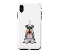 Carcasa para iPhone XS MAX Miniatura Schnauzer Let's Pawty Fiesta de cumpleaños Amante de los Perros