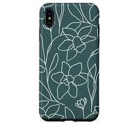 Carcasa para iPhone XS MAX Modern Line Art Poppy Flower Leaves Boho Dark Green