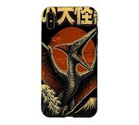 Carcasa para iPhone XS MAX Monstruo Cielo Volando Kaiju Pterosaurio sobre Ola Japonés Retro