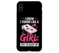 Carcasa para iPhone XS MAX Mujer de Cornhole, Divertida, Lanzo como una niña, Trato de Mantener el Ritmo