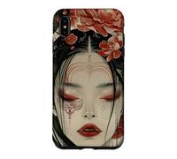 Carcasa para iPhone XS MAX Mujeres místicas japonesas y árbol de Cerezo Kanji japonés