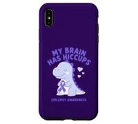 Carcasa para iPhone XS MAX My Brain Has Hiccup Epilepsy Awareness Dino Purple Ribbon