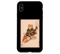 Carcasa para iPhone XS MAX Naranja Gato Samurai Koi Peces Japonés Arte Ilustración