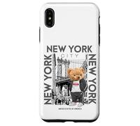 Carcasa para iPhone XS MAX New York City Teddy Bear with The Dumbo Manhattan Bridge