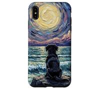 Carcasa para iPhone XS MAX Obra de Arte Black Labrador Starry Night Puppy at The Beach