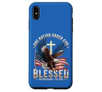 Carcasa para iPhone XS MAX One Nation Under God Blessed Eagle Bandera de Estados Unidos Cruz Patriota