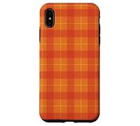 Carcasa para iPhone XS MAX Orange Checker Plaid Pattern Halloween Fall Autumn Pumpkins