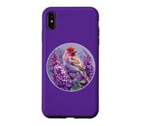 Carcasa para iPhone XS MAX Pájaro Pinzón Púrpura sobre Flor Lila Púrpura