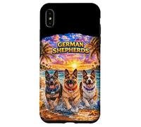 Carcasa para iPhone XS MAX Pastor Alemán Playa Divertido Verano Cachorro Amante Tropical Atardecer