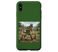 Carcasa para iPhone XS MAX Pastor Alemán Soldado Carrera de Obstáculos Entrenamiento Perro
