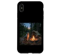 Carcasa para iPhone XS MAX Pastor Australiano fogata Bosque Tienda Escena al Aire Libre