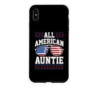 Carcasa para iPhone XS MAX Patriotic All-American Auntie USA 4 de Julio Bandera Estadounidense
