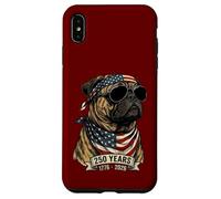 Carcasa para iPhone XS MAX Perro Pug con Bandera Estadounidense 250 años 1776-2026 Bicentenario de EE. UU.