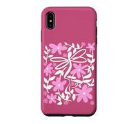 Carcasa para iPhone XS MAX Pink Floral Daisy Dragonfly Botanical Wildflower Vine Garden