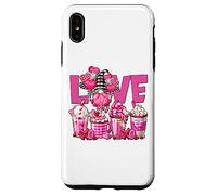 Carcasa para iPhone XS MAX Pink Latte Buffalo Plaid GNOME Love Valentines Coffee