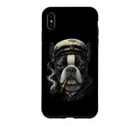 Carcasa para iPhone XS MAX Pipa para Fumar Perros Boston Terrier, Nautical Captain Dog Aver