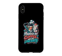 Carcasa para iPhone XS MAX Powered by Coffee and Long Shifts Humor Enfermera Turnos