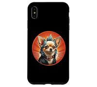 Carcasa para iPhone XS MAX Punk Chihuahua Mohawk Chaqueta de Cuero Treat Bone Rock Pet Dad