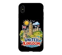 Carcasa para iPhone XS MAX Recuerdo de Viaje de Castillos con Bandera del Reino Unido