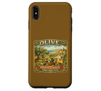 Carcasa para iPhone XS MAX Recuerdo Vintage del mar mediterráneo con Etiqueta de Caja de Olivo Puglia
