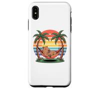 Carcasa para iPhone XS MAX Relaxing Capybara, Sunset, Palm Tree, Summer capy Vacation