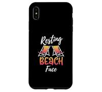 Carcasa para iPhone XS MAX Resting Beach Face and Beach Chairs Funny Resting Beach Face