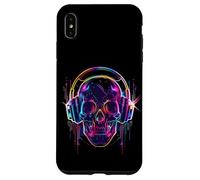 Carcasa para iPhone XS MAX Retro DJ Skull Auriculares Diseño | Electric Music Art Illust