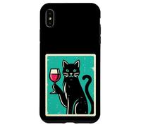 Carcasa para iPhone XS MAX Retro Elegante Gato con Vino Felino Gato Amante Gatito Gato Mamá