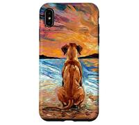 Carcasa para iPhone XS MAX Rhodesian Ridgeback Noche Estrellada Perro en la Playa Obra de Arte