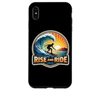 Carcasa para iPhone XS MAX Rise and Ride Surfer Mañana Surfing Tabla de Surf Cita Vintage