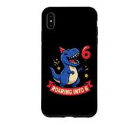 Carcasa para iPhone XS MAX Roaring Into 6 Dinosaurio T Rex 6º Cumpleaños Niños Niños Seis