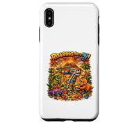 Carcasa para iPhone XS MAX Roaring Into 7 Dinosaurios Fiesta de Cumpleaños Bloques de Construcción Dino