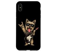 Carcasa para iPhone XS MAX Rock Dog Funny Pet Guitarra Tocando Cool Gráfico Juguetón Sharp