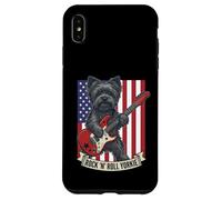 Carcasa para iPhone XS MAX Rock N Roll Yorkie Dog Playing Guitar USA Flag Puppy