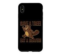 Carcasa para iPhone XS MAX Salvar un árbol Come un Castor Divertido Amante de los Animales