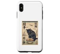 Carcasa para iPhone XS MAX Samurai Gato Negro Comiendo Ramen Escena de Guerra Arte Edo Hombres Mujeres