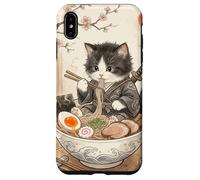 Carcasa para iPhone XS MAX Samurai Ninja Cute Cat Ramen Bowl Japonés Acuarela Japón