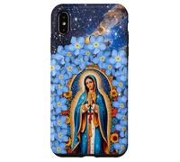 Carcasa para iPhone XS MAX Señora de Guadalupe Flores Azules & Estrella Virgen María Fe
