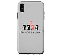 Carcasa para iPhone XS MAX Ser Diferente, Flamenco Rosa Entre los pingüinos
