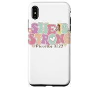 Carcasa para iPhone XS MAX She Is Strong Proverbs 31:22 Gráfico Floral
