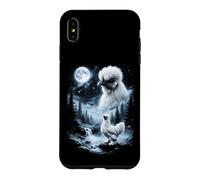 Carcasa para iPhone XS MAX Silkie Chicken Aullando en Moon 90's Retro