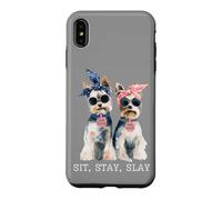 Carcasa para iPhone XS MAX Sit Stay Slay, Divertido Yorkie, Lindo y Atrevido Amante de los Perros