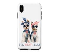 Carcasa para iPhone XS MAX Sit Stay Slay, Divertido Yorkie, Lindo y Atrevido Amante de los Perros