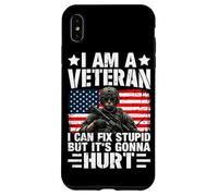 Carcasa para iPhone XS MAX Soy un Veterano Que Puedo Arreglar estúpido, Pero va a doler